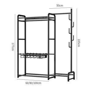 ORDNEVO Double Pole Strong Steel Structure Laundry Rack Cloth Clothes Rack Hanging Organizer Hanger