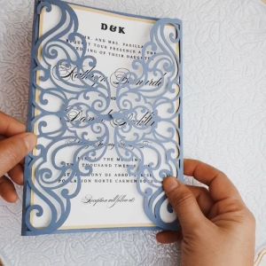 Laser cut Die Cut Gate Elegant Minimalist Modern Feminine 5x7 (5R) Gatefold Invitation Card Cover for Wedding Birthday Christening Debut 18th Birthday | Available in many colors | Crafter Bax