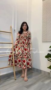 Ghaudens - Long Dress The Rose Ruffle Lengan 3/4 3011-33/34