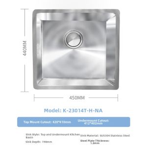 Kohler | 304 Stainless Steel Single Basin Top-Mount Or Undermount Kitchen Sink