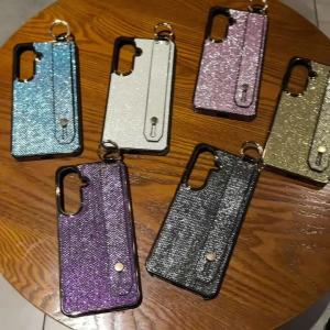 Bling Glitter Sparkling Wristband Holder Grip Case For Samsung S26 S25 S24 S23 FE S22 Ultra Plus Wrist Strap Electroplated Cover