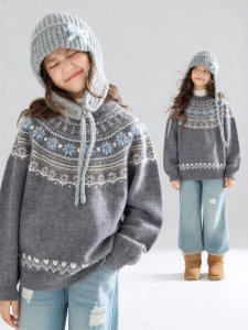 MUCMUKN | Thermal Pill-Resistant Girls Knitted Sweater
