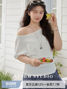 Elastic Round Neck Two-Way Wear Big Size Bubble Pleat Waist T-Shirt