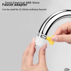 Adjustable Water Tap Connector Brass Threaded Adapter with Yellow Plastic Handle Hand Twist Faucet Extender for Home Plumbing