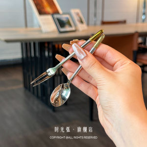 Mini Dessert Spoon Fork Stainless Steel 304 Coffee Fruit Elegant Cake Tool Japanese Style Metal Utensil Pure Color