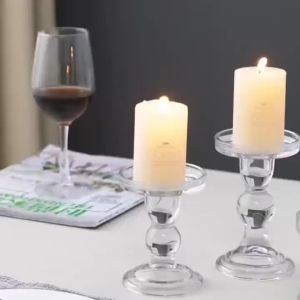 European Roman Column Candle holder Clear glass candle scented vintage candle holder ornaments