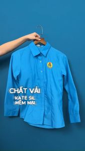Áo sơ mi Công Đoàn Việt Nam chất vải kate sil thoáng mát màu xanh da trời truyền thống VNO144