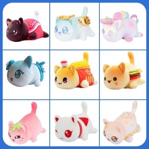 Aphmau Meows ของเล่นตุ๊กตานุ่มๆ Kawaii Aphmau Mee Meow Meow อาหารแมวโค้กมันฝรั่งทอดเบอร์เกอร์ขนมปังแซนวิชหมอนสำหรับนอนของขวัญเด็กตุ๊กตาผ้ากำมะหยี่ของขวัญคริสต์มาส