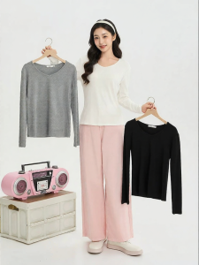 SANFU | Womens Long T-Shirt Comfortable V-Neck Casual Fit Slim Wear