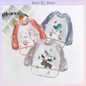 Áo yếm ăn dặm BLW cao cấp chống thấm nước có máng chứa thức ăn rơi