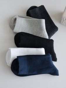 Export Foreign Trade Cotton Socks Spring and Autumn Double Needle Cotton Mens Tube Socks Combed Cotton Orders Exported to Japan Business Socks