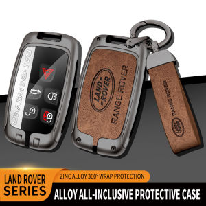 Car Key Fob Case Cover Shell Keychain For Land Rover Defender Range Rover Evoque Sport Velar Freelander Discovery Sport LR2 LR3 Zinc Alloy Genuine Leather Remote Holder Protector