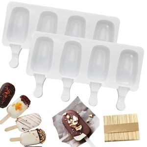 Silicone Ice Cream Popsicle Mold Combination With Ice Cream Stick DIY Chocolate Dessert Maker Ice Cube Tray Mold Homemade Tools
