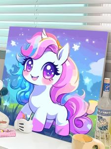 New Pony Friends Digital Oil Painting DIY Simple Cartoon Children Coloring Drawing Handmade Filling Color Acrylic Painting