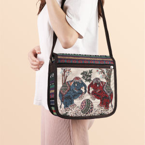 กระเป๋าผ้าใบสะพายข้างผู้หญิง กระเป๋าสะพายไหล่แบบลำลอง กระเป๋าสะพายข้างผ้าใบลายเมฆสำหรับฤดูร้อนปี 2023