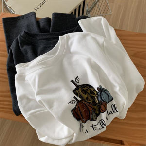 Fashionable Retro Chic Brushed Pumpkin Print Long Sleeves T-shirt Female All-Matching Youthful-Looking Dralon Bottoming Shirt Fall and Winter Inner Wear