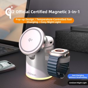 Aresh | Magnetic Qi2 Foldable 3-in-1 Fast Wireless Charging Stand