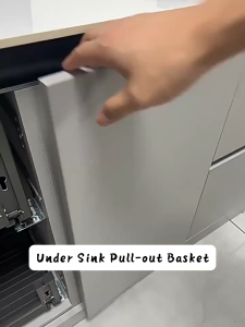 Haiigen Aluminum Alloy Pull Out Kitchen Corner Storage Basket Adjustable Basket Under Sink Storage
