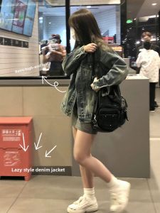 AIYILU | Áo Khoác Jeans Phong Cách Retro Mỹ