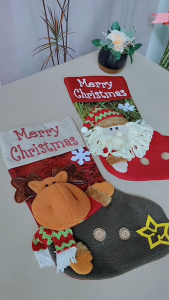Holiday Christmas Hanging Decoration Cute Santa Claus Reindeer Snowman Design Stocking Sock Christmas Tree Gift Bag