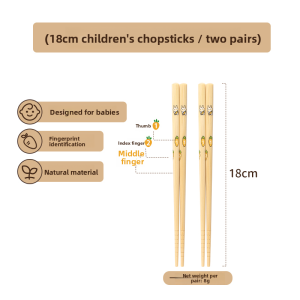 MONLEYTA | Childrens Food Grade Bamboo Wooden Chopsticks Learning Practice Anti-Slip Short Chopsticks For 3 Year Old Babies Home Use