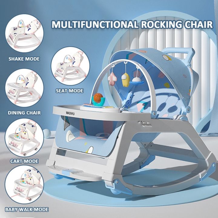5 IN 1 Baby Rocking Bouncer Rocker Chair Newborn Toddler Swing Multi ...