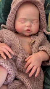 18 Inch Asleep Reborn Baby Doll Lifelike Full Body Soft Silicone Girl Multiple Layers Painting Newborn Art Collectible Gift