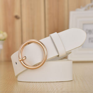 Wide Genuine Cowhide Leather Black Belt for Women Simple Stylish Korean-style Casual Round Buckle Ladies Waist Belt Decorative Trousers Belt