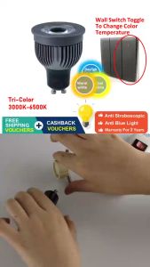 Hợp kim nhôm trắng ấm 3000K/trắng mát 6500K chuyển đổi LED GU10 Spot Light