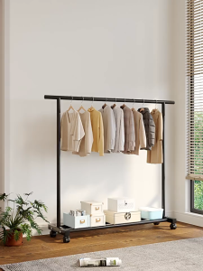 ราวตากผ้า ราวแขวนผ้าเคลื่อนที่ ล้อลากเสถียร ตั้งพื้นในร่มกลางแจ้ง รับน้ำหนัก30kg เหล็กแข็งแรง ทนทาน ราวตากผ้าบาร์คู่ ส่งฟรีด่วน