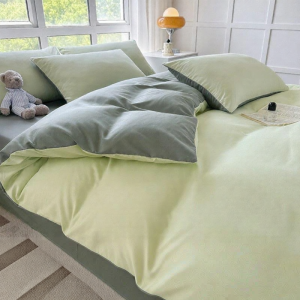 Washed Cotton Flannel Simple Solid Color Luxury Duvet Set