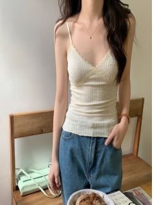 เสื้อกั๊กสายเดี่ยวลูกไม้ Pure Desire ใหม่สำหรับผู้หญิง สีขาว กระชับสัดส่วน ดูดี ใส่ได้หลากหลาย พร้อมแผ่นเสริมหน้าอก ใส่ได้ทั้งในและนอก