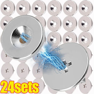 【Swan Home】1/24sets Magnetic Cabinet Snaps Drawer Cupboard Door Magnet Clasps with Screws Hidden Closing Circle Kitchen Wardrobe Seal Snap