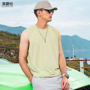 เสื้อกั๊กสปอร์ตผ้าไหมน้ำแข็งบางเฉียบสำหรับผู้ชาย Enjeolon ฤดูร้อน 2025 ทรงหลวม แขนกุด คอตั้ง ระบายอากาศได้ดี ทรงพื้นฐาน