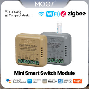 MOES Tuya WiFi/Zigbee Smart Mini Switch Module DIY 1-4 Gang Timer Home Automation Voice Control Works With Alexa Google Home