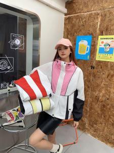 Fashionable Short Womens Jacket Zipper Hooded Spring Autumn Thin Stylish Top Small Size Cute Outerwear Windproof Waterproof