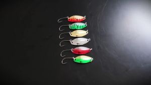 AKAKUMA | 6pcs Fishing Lure Single Hook Spoon Lure Bait Sequined Lure Micro Metal Fishing Bait for Freshwater Saltwater Trout Bass
