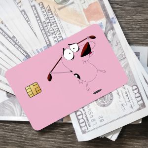 4 Miếng Dán Thẻ Tín Dụng Hình Hoạt Hình C-Courage C-Cowardly Dog Chống Nước Vui Nhộn Trang Trí Mặt Trước Thẻ Ghi Nợ Thẻ Xe Buýt Thẻ Ngân Hàng