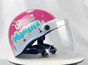 หมวกกันน็อคเด็กครึ่งใบ V-TECH"สำหรับเด็กเล็กประมาณ3-7ขวบ ไซส์หมวก 53-54 cm.รุ่น MONSTER ลาบูบู้  พร้อมหน้ากากสีฟิล์มดำเกรดคุณภาพ ได้มาตรฐาน มอก.