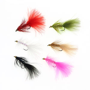 6PCS/30PCS Brass Bead Head Woolly Bugger Streamers Fly Fishing Lures #4 #6 #8 Barbed Hook Trout Bass Pike Flies Bait 6 Colors