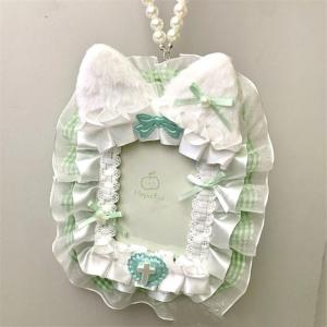 EELHOE | Plush Lace Photo Card Sleeve with Bow Charm for Idol Picture Display Collectors