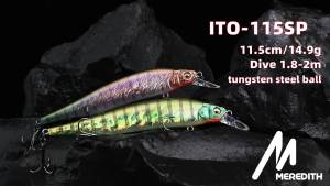 MEREDITH | MEREDITH Suspending Swinging Minnow Hard Lure 115mm 14.9g Predator Lures Suitable Depth 1.8-2m Fishing Accessories on Promotion