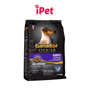 Thức ăn cho chó con dạng hạt khô Ganador Puppy sữa dha gói 400g - iPet Shop