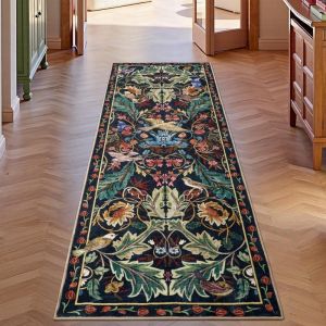 VIKAMA Distressed Vintage Floral Long Runner Rug Persian Oriental Non Slip Washable Carpet For Hallway Bedroom Entryway Decor