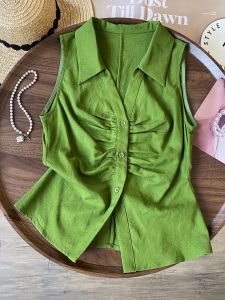 AEJUONOS | Elegant Slim-Fit Sleeveless Green Polo Shirt