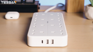 TESSAN Universal Plug Multiplug Power Strip with 8 AC Outlets 3 USB Ports & 1 Type-C Port - 2m Cable High-Quality Electrical Extension Lead