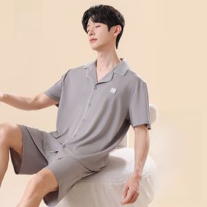 MiiOW | Mens Summer Sleepwear Short Sleeve Shorts Home Clothes Set Breathable Comfortable MiiOW Cat Man Simple Style Youth Casual Wear