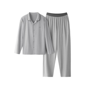 Bananain Cotton Home Clothes Set Womens Spring Summer Mens Pure Cotton Nightgown Simple Style Long Pants Leisure Home Scene