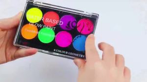 8 Colors Neon Glow in the Dark Face & Body Paint Set-Water Activated Body Painting PaletteFluorescent Neon Makeup for Festivals