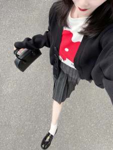 กระโปรงทรงเอเอวสูงลายทาง เอวสูง กระโปรงสั้นผู้หญิง ฤดูใบไม้ผลิและฤดูใบไม้ร่วง แฟชั่นเกาหลี กระโปรงจีบทรงเอ กระโปรงทรงเอ